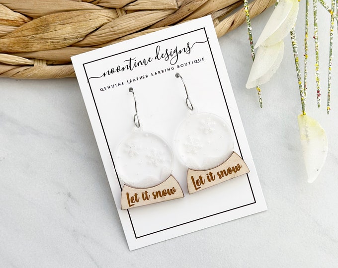 Snow Globe Acrylic Earrings, Christmas Earrings, Christmas Earrings, Holiday Earrings, Acrylic Earrings, Xmas Earrings, Let It Snow Earrings
