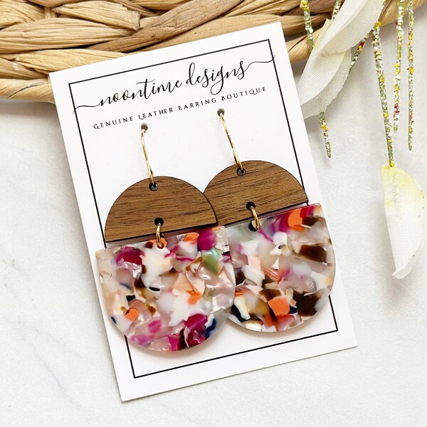 Acrylic & Wood Earring  //  Multicolor Earring  // Acrylic Earring // Wood Earrings // Trendy Earrings // Handmade Gift For Her