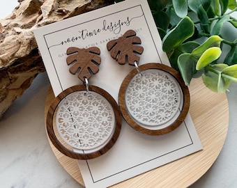 5.00 WOOD EARRING SALE!  Wood Hoop Earring  //  Trendy Earring  // Boho Earring // Wood Earrings // Bohemian Style, Palm Earring