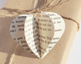 Heart pendant made from an old book