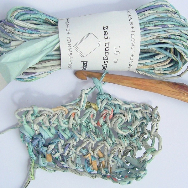 Newspaper Yarn The South Seas 10 m, Recycled Paper Yarn turquoise