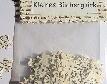 Cloverleaf confetti Little book happiness, scattered decoration made from old book pages