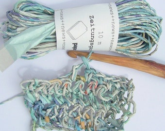 Newspaper Yarn The South Seas 10 m, Recycled Paper Yarn turquoise