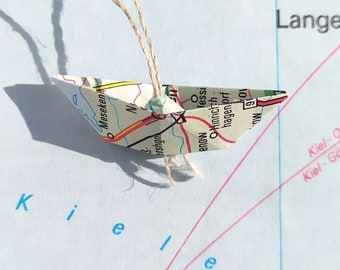 5 mini gift tags ship made from old maps
