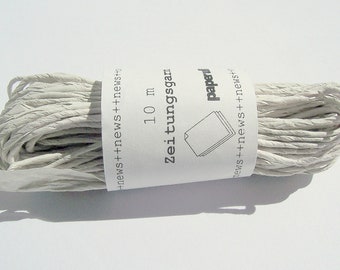 Newspaper Yarn No Words 10 m, Offwhite Recycled Paper Yarn