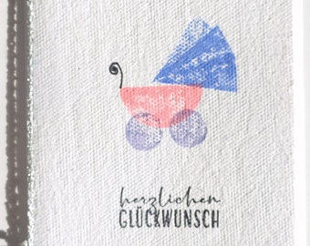 Handmade Paper Baby Card Buggy