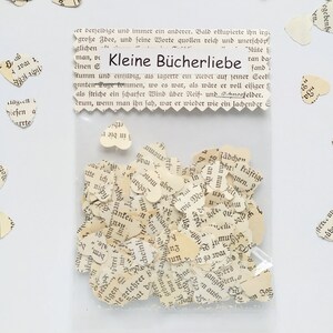 Herz-Konfetti Kleine Bücherliebe, Streudeko alte Buchseiten in Geschenktüte