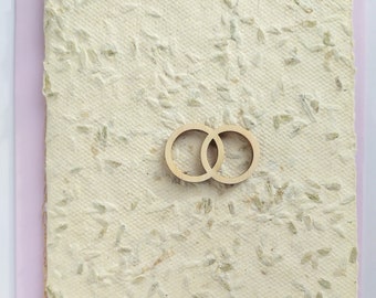 Lavender Paper Wedding Card, Handmade Paper Wedding Card Lavendar Petals