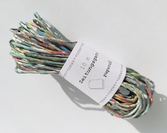 Newspaper Yarn Patina Green 10 m, Recycled Paper Yarn metallic colors