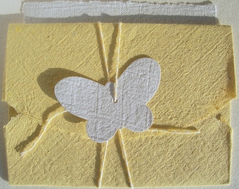 Yellow Stationary Butterfly Handmade Paper, Deckle-Edged Stationary Summertime