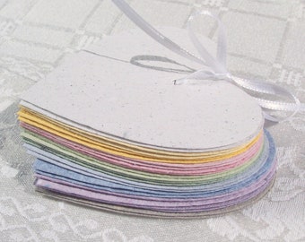 24 Colored Paper Hearts Handmade Paper, Paper Decoration Wedding Baptism