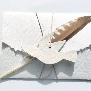 Briefpapier natur mit Feder, Büttenpapier, nostalgisches Briefset
