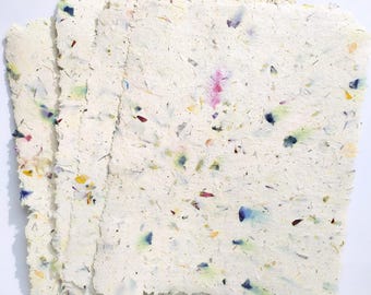 Floral paper, 4 sheets approx. DIN A5, handmade