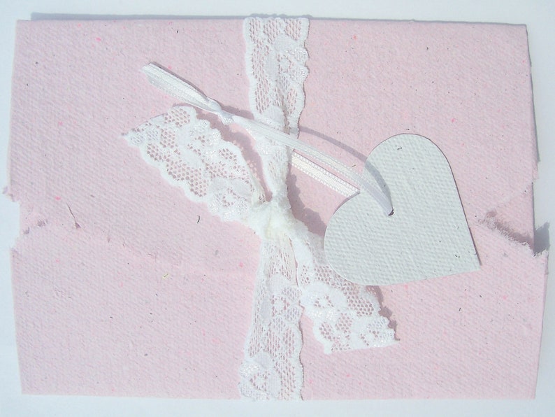 Romantisches Briefset rosa, Büttenpapier Briefpapier mit Spitze Bild 4
