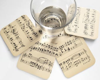 5 coasters with musical notes