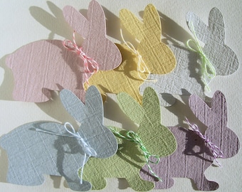 6 colorful Easter bunnies made of handmade paper