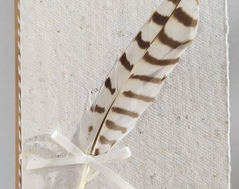 Handmade card with real feather