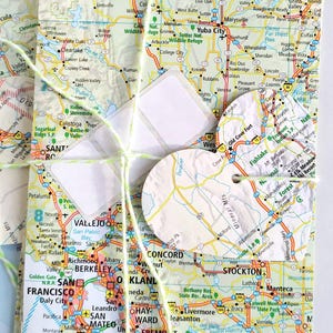 3 Geschenktüten USA aus alten Landkarten, Upcycling-Umschläge