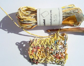 Newspaper Yarn With Sunny Intervals 10 m, yellow recycled paper yarn from newspapers