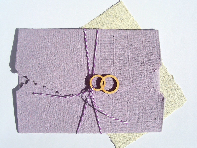 Hochzeitsbrief Büttenpapier flieder, handgeschöpftes Briefpapier zur Hochzeit creme lila für Geldgeschenke und Glückwünsche Bild 1