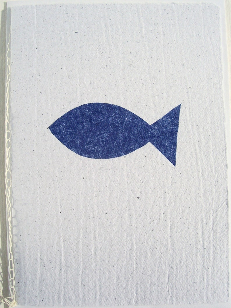 Kommunionkarte Büttenpapier blauer Fisch, Taufkarte Konfirmationskarte Junge Bild 2