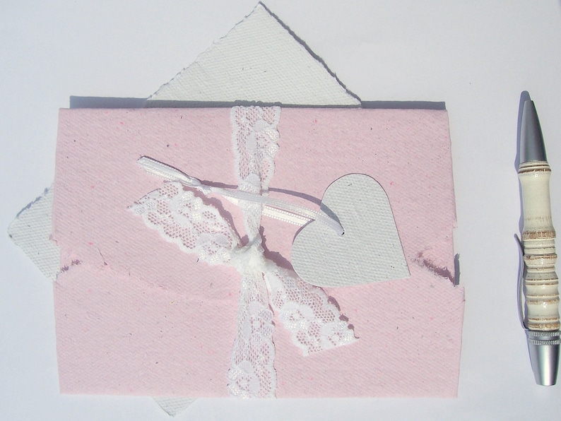 Romantisches Briefset rosa, Büttenpapier Briefpapier mit Spitze Bild 1