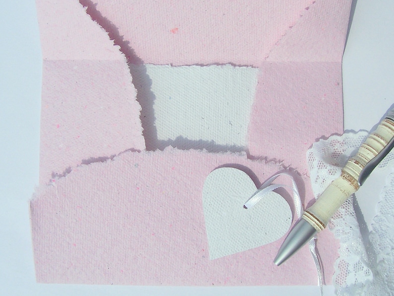 Romantisches Briefset rosa, Büttenpapier Briefpapier mit Spitze Bild 2
