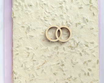 Wedding card, lavender paper, handmade