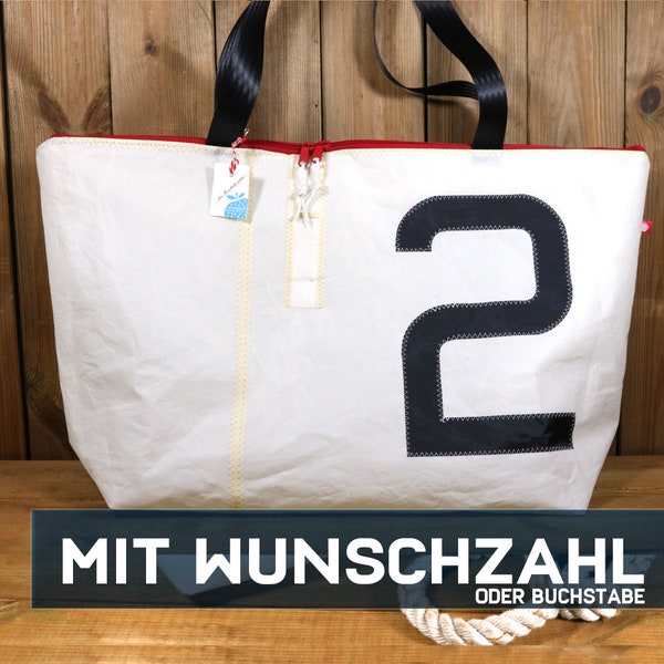 Badetasche mit Wunschzahl aus Segel