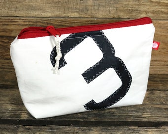 Toiletry bag made from recycled sails