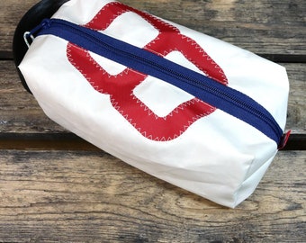 Toiletry bag made from recycled sails