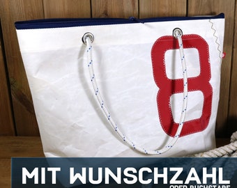 Strandtasche Segeltasche Segel m. Wunschzahl aus Segeltuch