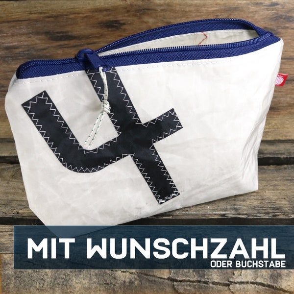 Personalized toiletry bag made of sail a number