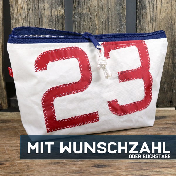 Personalized toiletry bag sail with two numbers/letters made of canvas