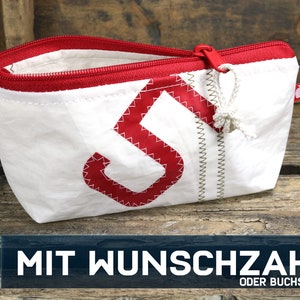 Personalisierter Federtasche Kosmetiktasche Segel mit max. zwei Ziffern aus Segeltuch Bild 2