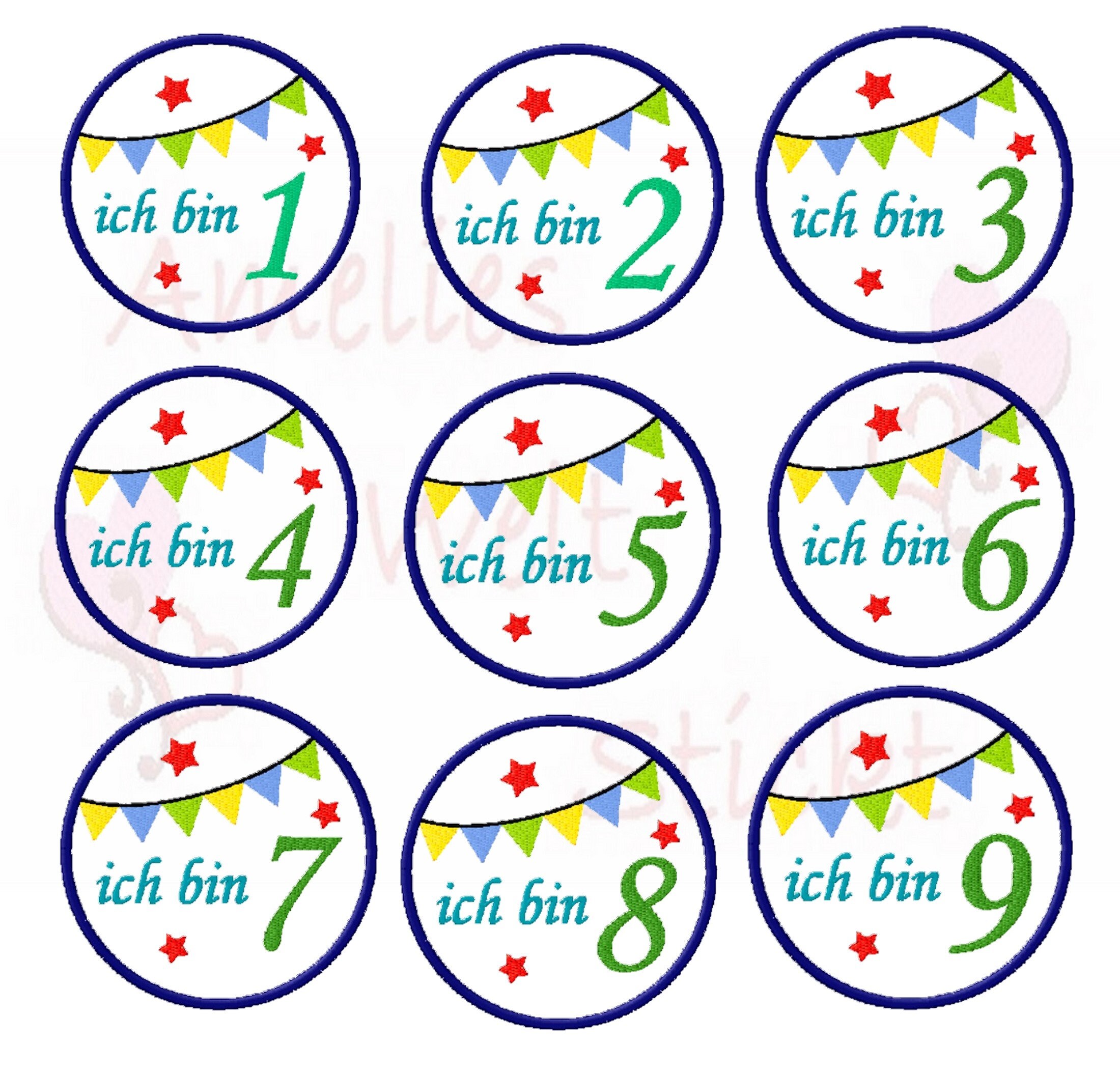 Embroidery File Numbers Pennant 18 Files Applications 10x10 Etsy