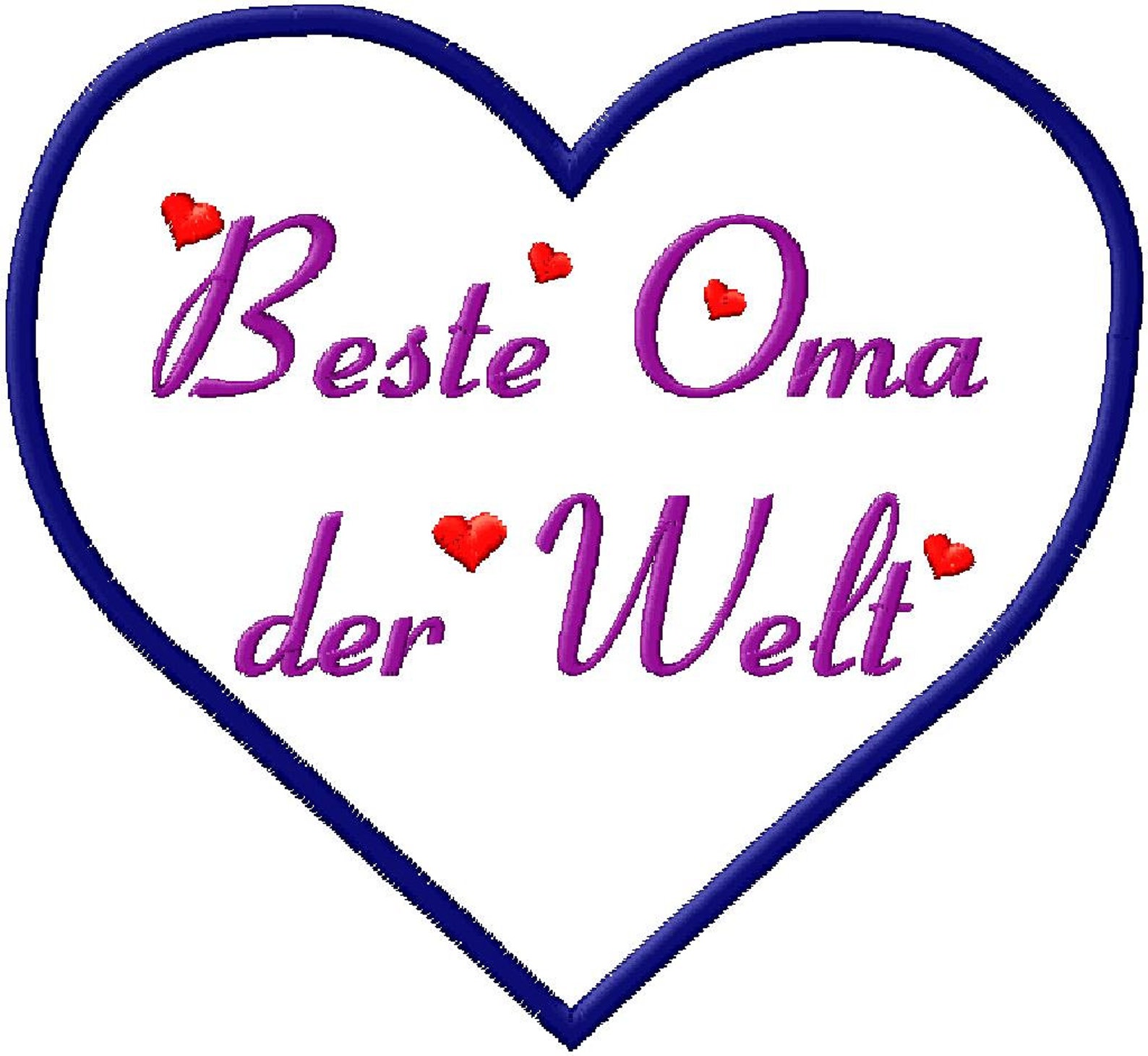 Stickdatei Herz Beste Oma der Welt als Applikation Etsy.de