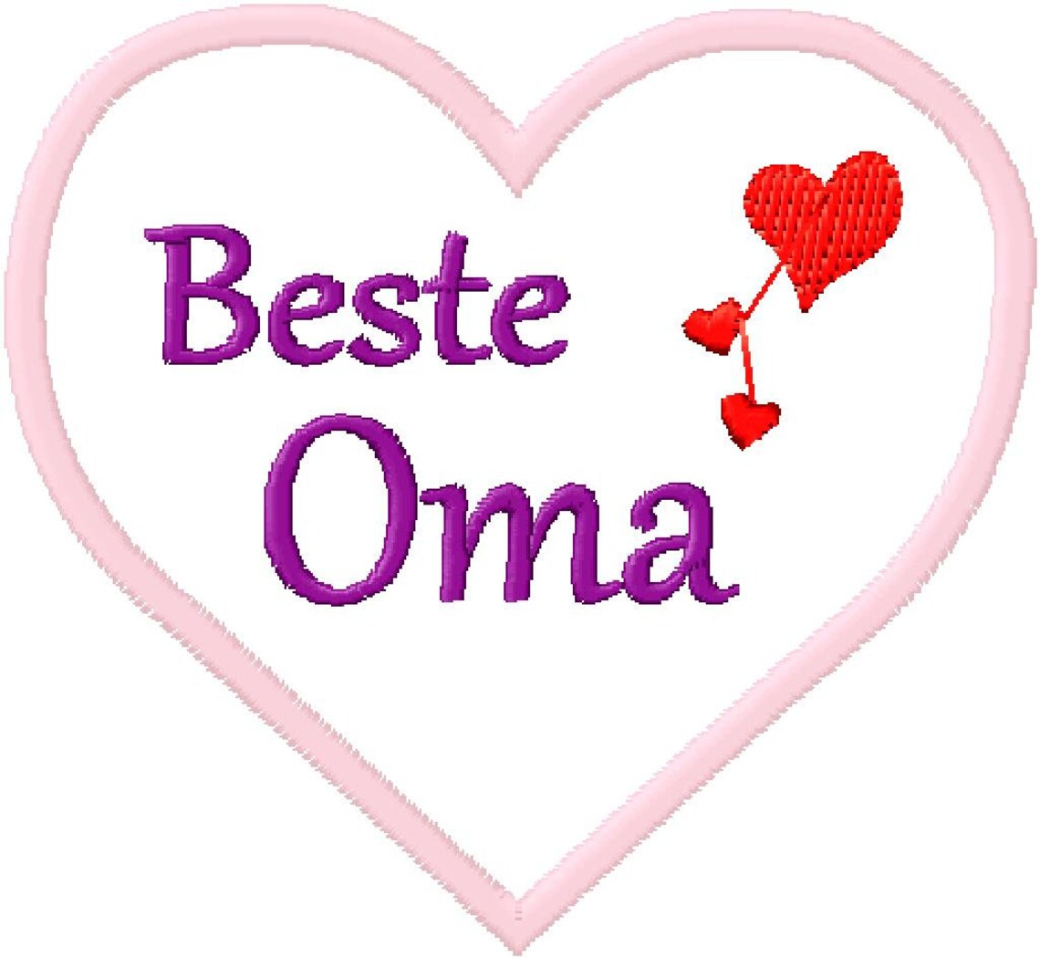 Stickdatei Herz Beste Oma als Applikation 10 x 10 Stickmuster Etsy