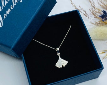 Necklace with pendant ginkgo leaf - 925. Silver