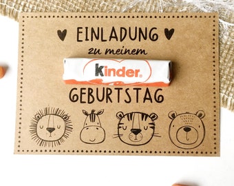 Printable children's birthday invitation template with animals, printable birthday invitation, craft template for children's chocolate bars