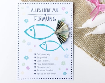 Confirmation card template, money gift, DIY printable greeting card, small gift (PDF), congratulations download