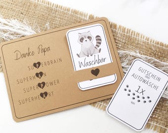 Father's Day card printable template, Thank You Dad Father's Day PDF for printing, DIY Father's Day greeting card, gift idea voucher for car wash