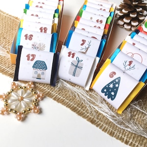 Ritter Sport Advent calendar with 24 designs - template for printing chocolate wrappers, DIY gifts for the Christmas season