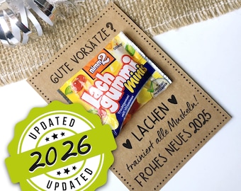 Oud en nieuw cadeau, cadeau-idee voor nieuwjaar 2026, afdruksjabloon, goede voornemens voor het nieuwe jaar, souvenir, tafeldecoratie om je aan het lachen te maken