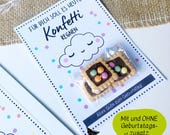 Glückwunschkarte zum Geburtstag Druckvorlage, Konfetti PDF ausdrucken, Mitbringsel, Kleinigkeit, Prüfung, Jubiläum, Geschenkidee, Abschluss