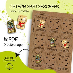 Druckvorlage Ostern - Gastgeschenk - Tischdeko - selber ausdrucken - Ostergeschenk - Geschenkidee - Mitbringsel - Osternest - Deko
