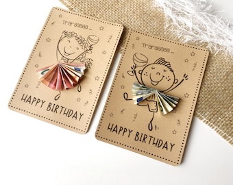 Printable birthday money gift template, DIY greeting card, Happy Birthday gift, small DIY gift idea