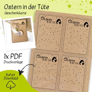 Druckvorlage Ostern Geschenkkarte frohe Ostern in der Tüte selber drucken Mitbringsel Kleinigkeit Geschenkidee Raysin Grüße vom Osterhasen