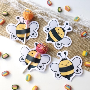 Druckvorlage Tischdeko - Biene - Geburtstag - Lolly - Streudeko - Party - Feier - ausdrucken - Gastgeschenk - Hummel - Frühling - Lutscher