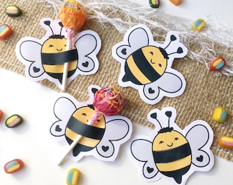 Bee Lolly Printable Template, Children's Birthday Table Decoration Lollipop, Party Scatter Decoration Bumblebee Printable PDF, Children's DIY Party Favor